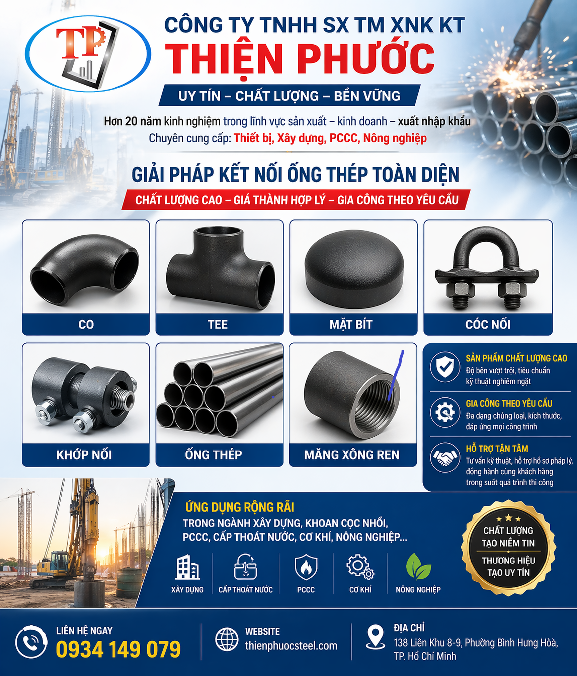 THIỆN PHƯỚC – HƠN 20 NĂM KHẲNG ĐỊNH UY TÍN TRONG LĨNH VỰC CƠ KHÍ & THIẾT BỊ CÔNG NGHIỆP