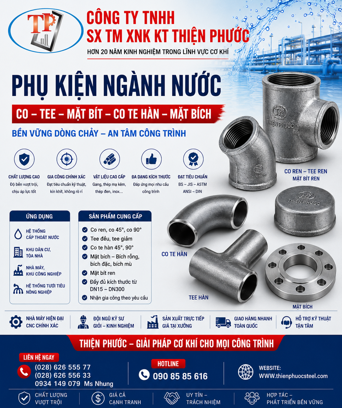 PHỤ KIỆN NGÀNH NƯỚC – GIẢI PHÁP KẾT NỐI BỀN VỮNG CHO MỌI CÔNG TRÌNH